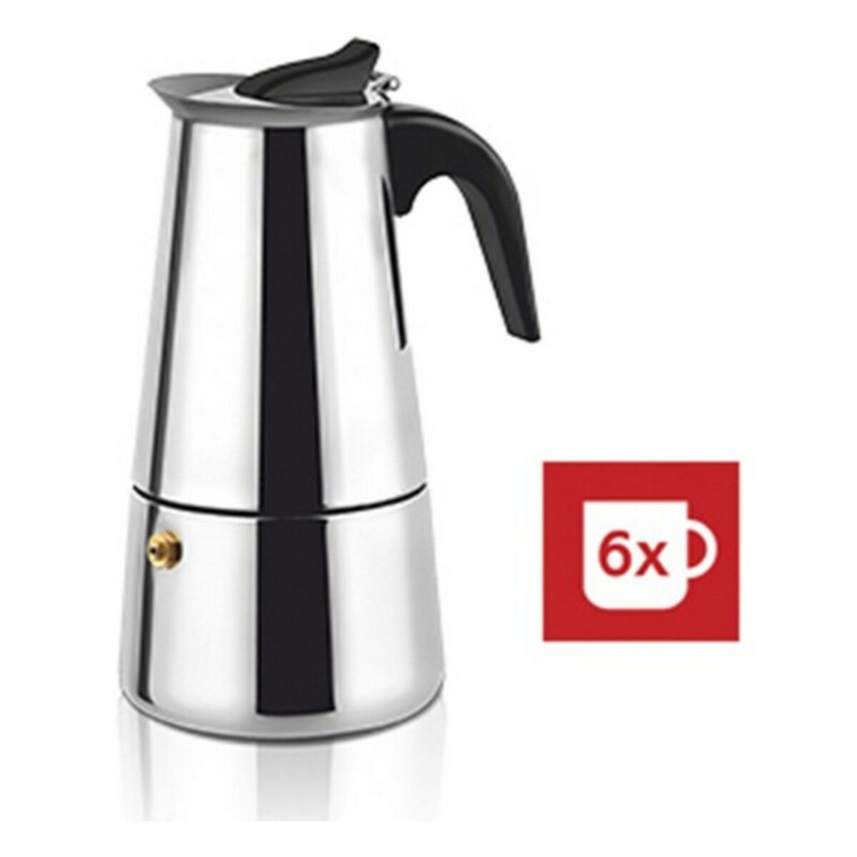 Italienische Kaffeekanne Haeger Moka Edelstahl 18/10
