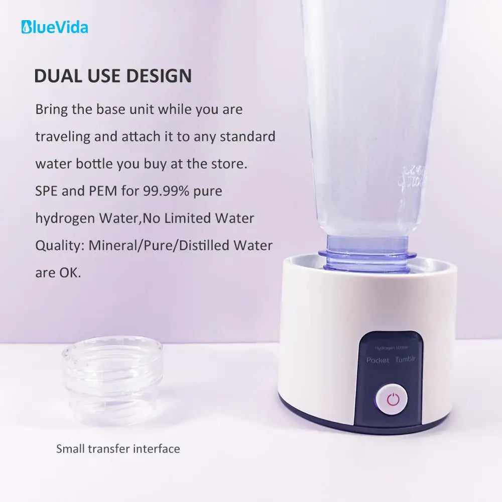 BlueVida Q11 – Tragbarer Wasserstoff-Wasser-Generator, 3000 ppb mit SPE/PEM-Dualkammer, Inhalationsset & Adapter