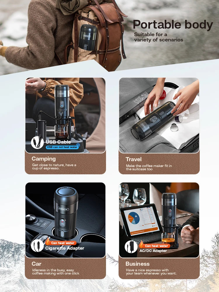 HiBREW H4A Portable Espresso-Maschine – 3-in-1 für Auto & Zuhause