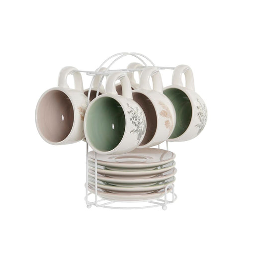 Stück Kaffeetassen-Set DKD Home Decor Beige Metall Weiß Dolomit (180)
