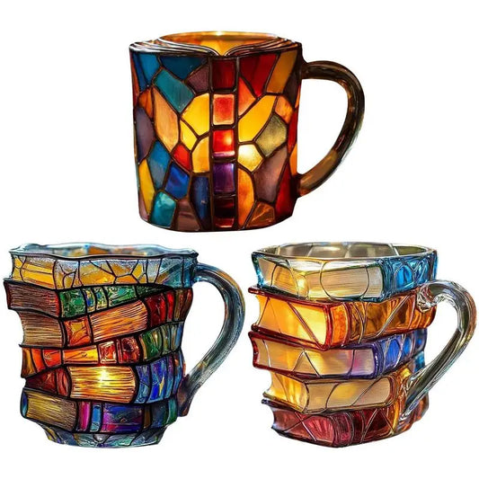 Bücherregal-Kaffeetasse aus Harz – 3D Library Book für Tee, Milch & Cappuccino