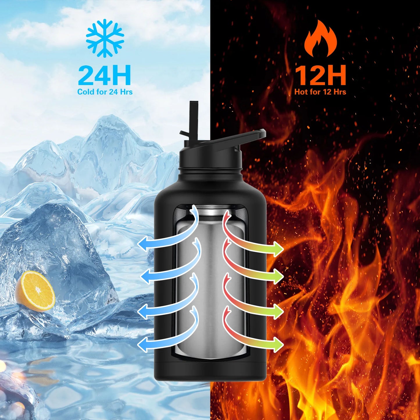 900 ml Edelstahl Thermoflasche mit Henkel – Wasserflasche für Büro, Zuhause, Outdoor & Sport