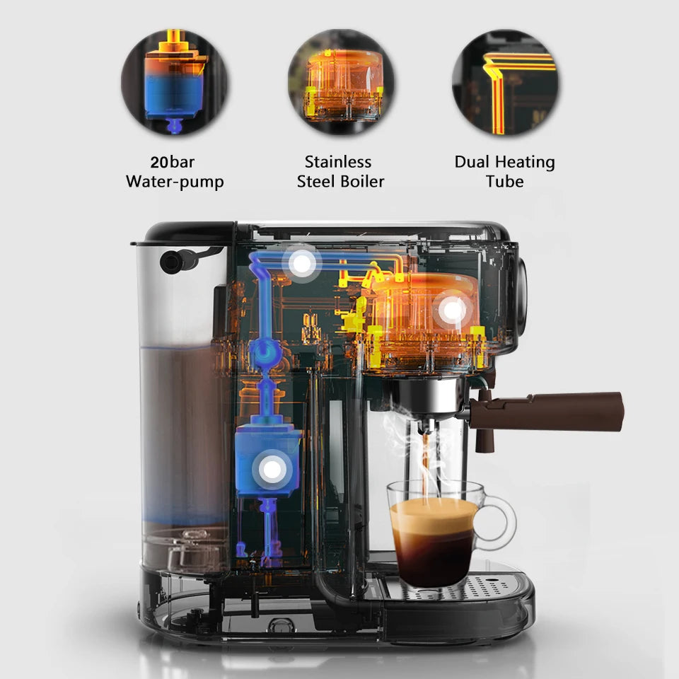 HiBREW H8A 3-in-1 Vollautomatische Kaffeemaschine – Espresso, Cappuccino &amp; Latte, 20 Bar