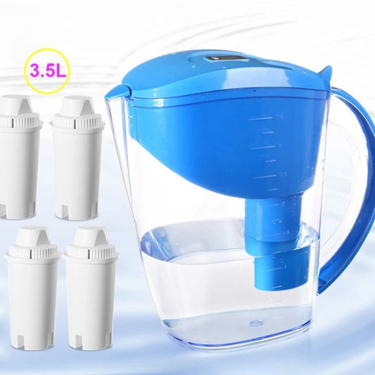 3,5 L Alkalischer Wasserfilter-Kanne mit 4 Kartuschen – pH-steigernd & schadstoff-reduzierend
