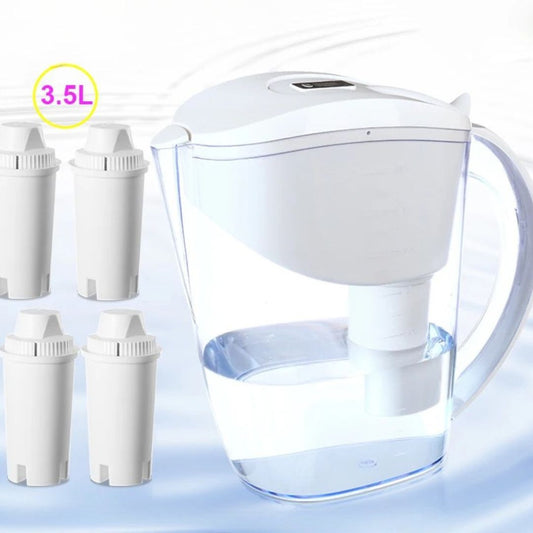 3,5 L Alkalischer Wasserfilter-Kanne mit 4 Kartuschen – pH-steigernd & schadstoff-reduzierend