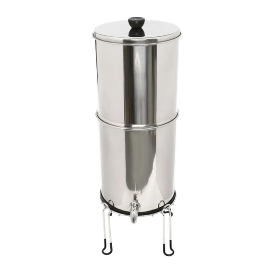 Edelstahl Wasserfilter 8,5L – Tragbares Wasserfiltersystem ohne Strom mit 2 Filterkartuschen