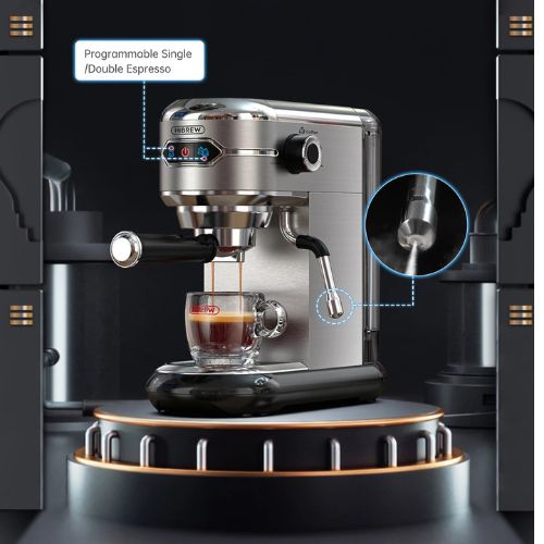 HiBREW H11 – kompakte 20 Bar Espressomaschine aus Edelstahl für ESE Pads & Kaffeepulver