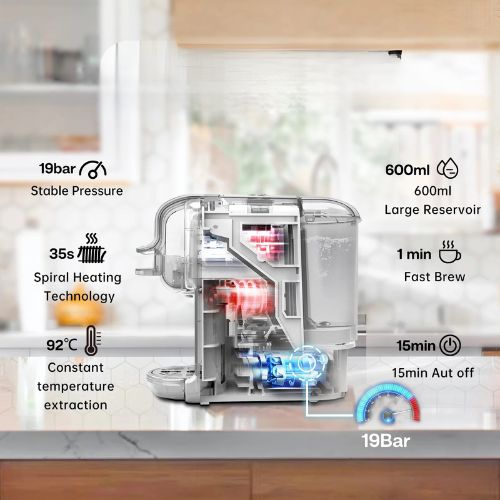 HiBREW 5-in-1 Kapsel-Kaffeemaschine Nespresso Dolce Gusto K-Cup ESE Pads Kaffeepulver